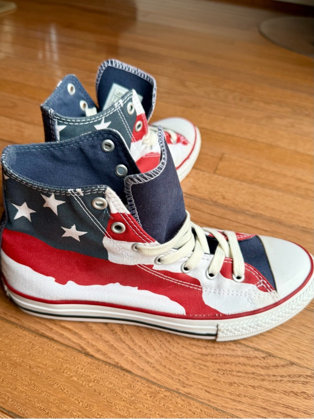 Converse All Star High Top Sneakers /American Flag Stars Red White Blue / Womens - Picture 2 of 7